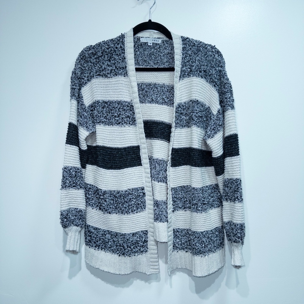 Baltic Born Gray Striped Colorblock Sweater Cardigan Size Medium